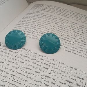 Teal Round Earrings